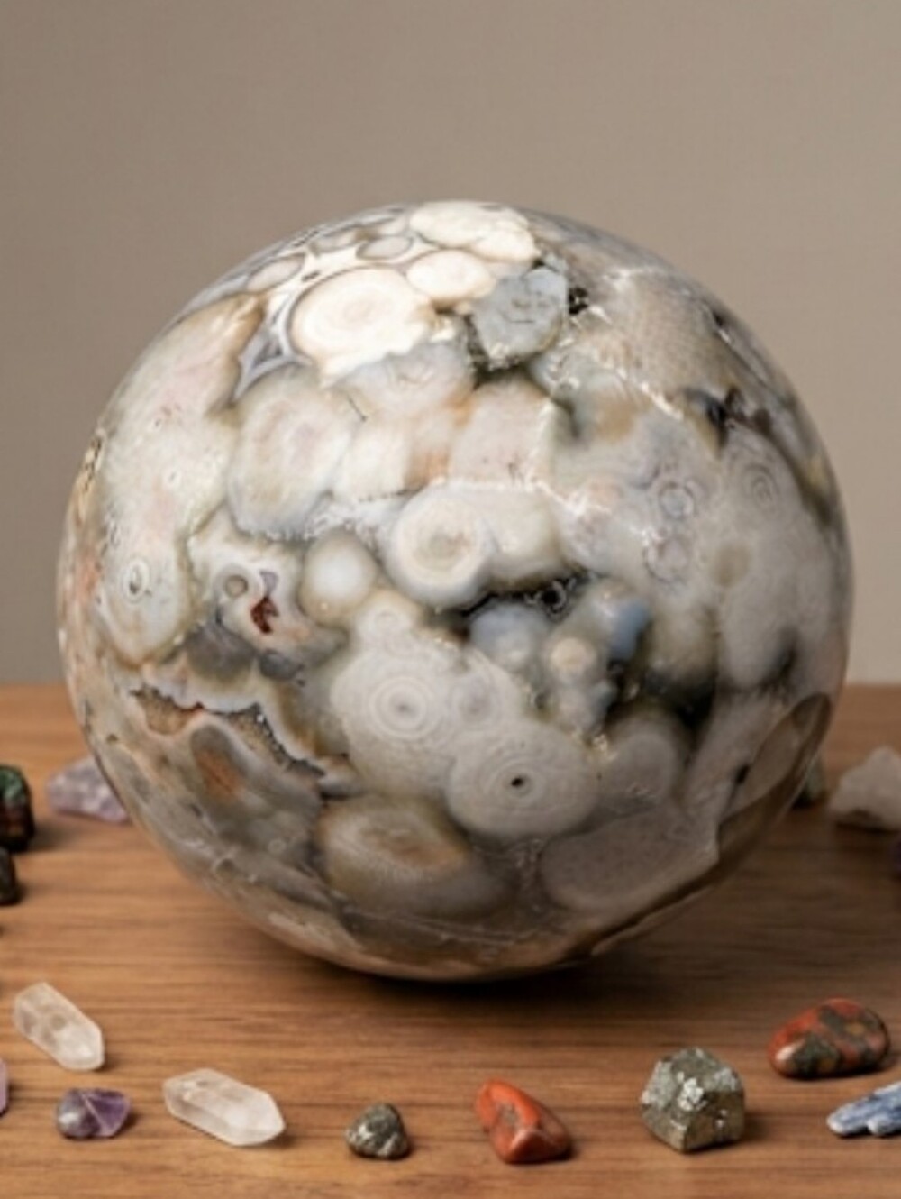 Rare HG 8th Vein Ocean Jasper Crystal Sphere✨️New Old Stock✨️Marovato Madagascar - Picture 2 of 12
